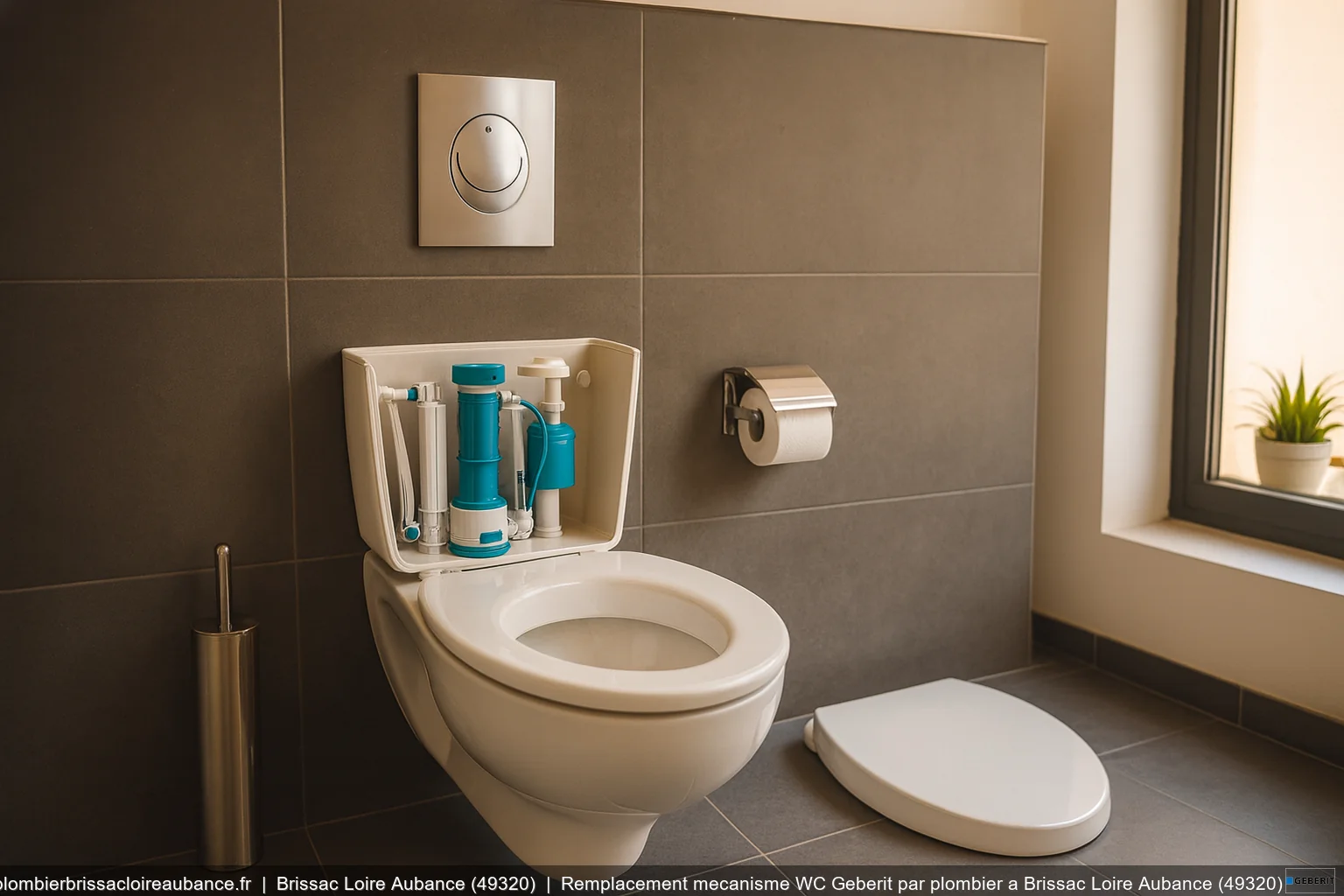 Remplacement mecanisme WC Geberit par plombier a Brissac Loire Aubance (49320)