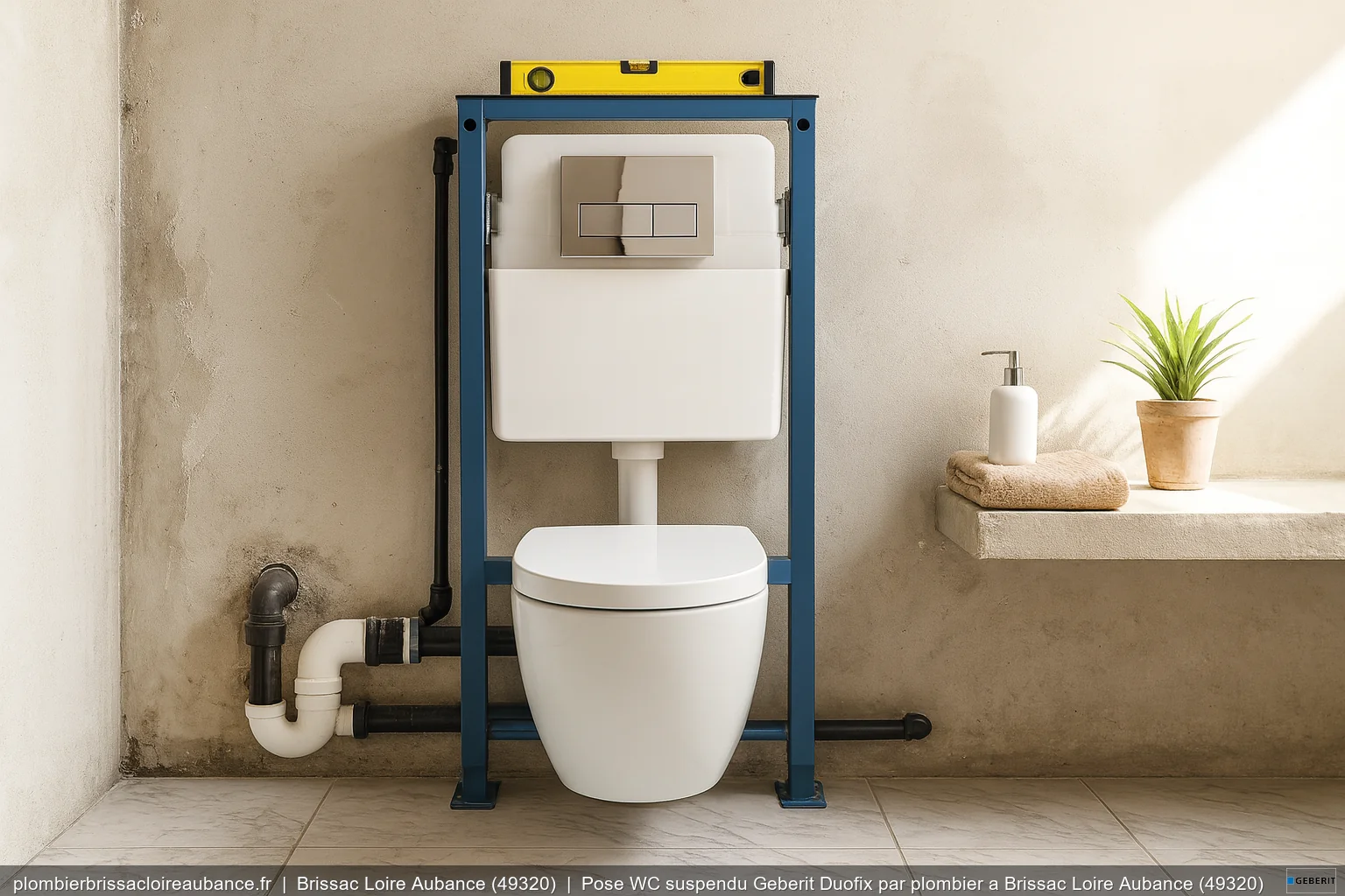 Pose WC suspendu Geberit Duofix par plombier a Brissac Loire Aubance (49320)